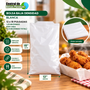 Bolsa 12x18 Blanca Baja Densidad CBPL