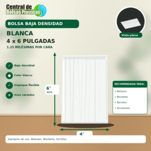 Bolsa 4x6 Blanca Baja Densidad CBPL