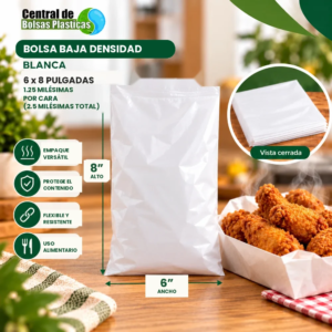 Bolsa 6x8 Blanca Baja Densidad CBPL