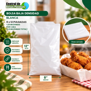 Bolsa 8x12 Blanca Baja Densidad CBPL