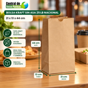 Bolsa Kraft sin Asa 25 LB Nacional