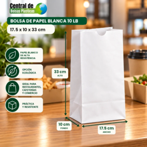 Bolsa Blanca de Papel sin Asa 10 LB (17.5X10X33)